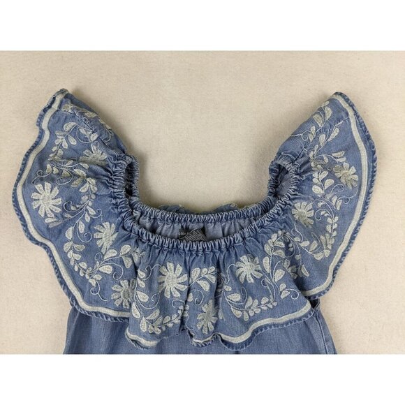 CHELSEA & THEODORE - WOMEN'S BLUE EMBROIDERED CHAMBRAY DENIM SHIFT DRESS - S - Picture 3 of 7